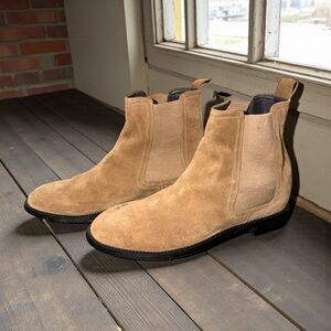 Calto Men’s Tan Leather Suede Ankle Chelsea Boots Size 8